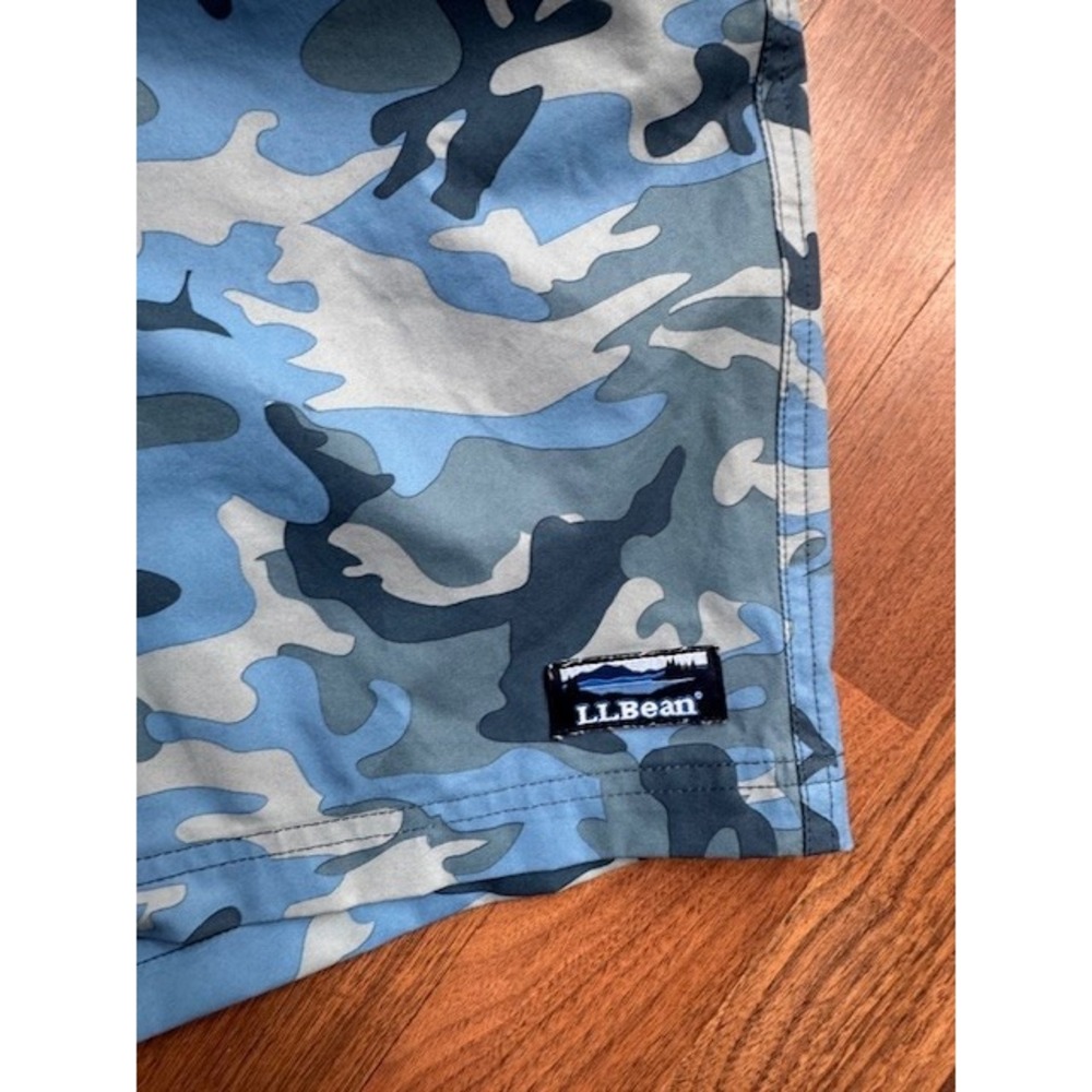 LL Bean Mens Mesh Brief Liner Blue Camo Camouflage Sport Swim Trunks MED - Picture 2 of 9